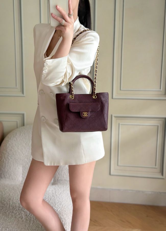 Chanel Small Shopping Bag AS6025 Burgundy Chanel Small Shopping Bag AS6025 Burgundy