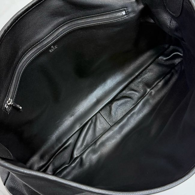 Gucci Jackie Flap large crossbody bag A005ZI black grainy leather