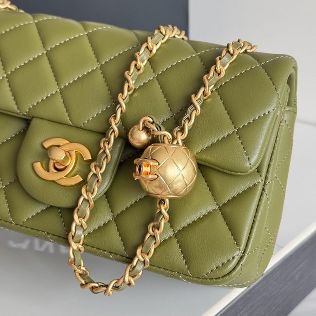 Chanel SMALL FLAP BAG sheepskin AS1787 Khaki