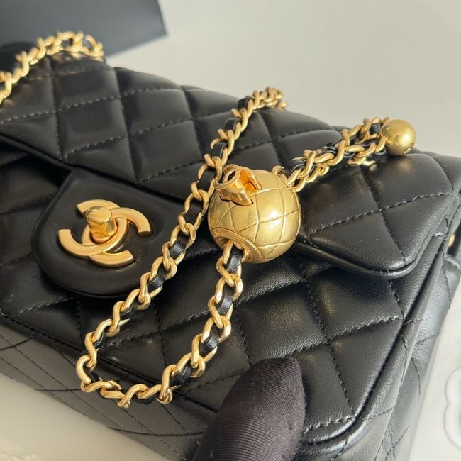 Chanel SMALL FLAP BAG sheepskin AS1787 black