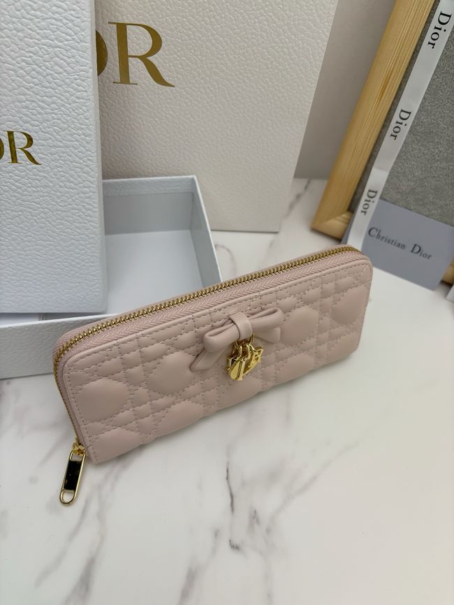 LADY DIOR LOTUS WALLET CANNAGE LAMBSKIN S2600 light pink
