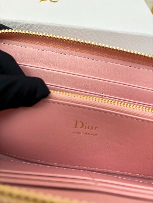 LADY DIOR LOTUS WALLET CANNAGE LAMBSKIN S2600 pink