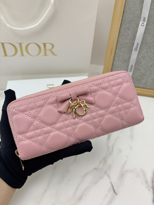 LADY DIOR LOTUS WALLET CANNAGE LAMBSKIN S2600 pink