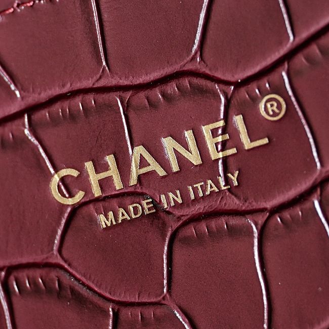 Chanel Crocodile Embossed Shopping Bag AS6428 Dark Burgundy