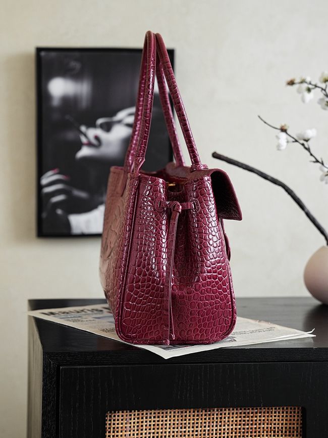 Chanel Crocodile Embossed Shopping Bag AS6428 Dark Burgundy