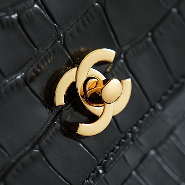 Chanel Crocodile Embossed Shopping Bag AS6428 black