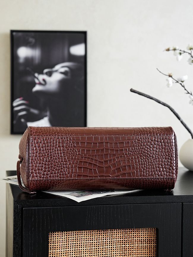 Chanel Crocodile Embossed Shopping Bag AS6428 dark brown