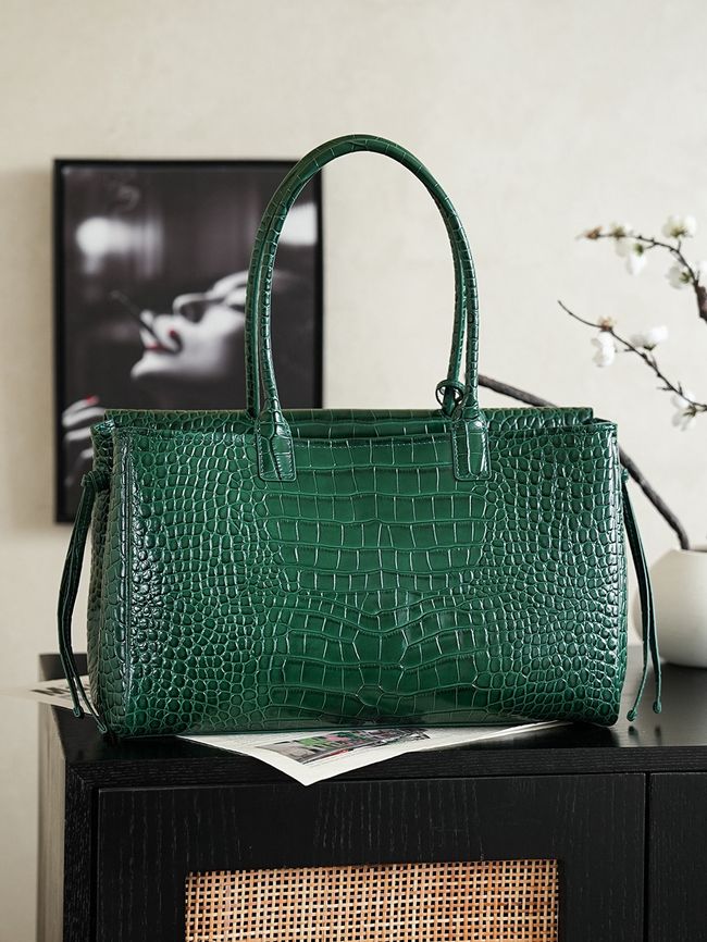 Chanel Crocodile Embossed Shopping Bag AS6428 dark green