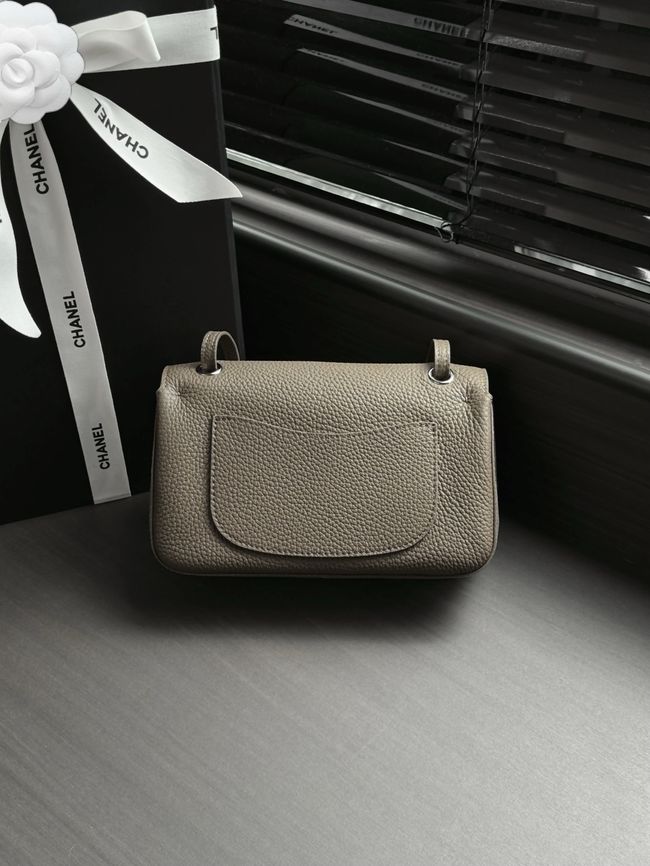 Chanel Mini Flap Bag AS6573 dark gray&Silver-Tone Metal