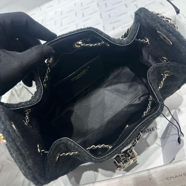 CHANEL 25 Mini Handbag Felt  AS5631 Dark Gray