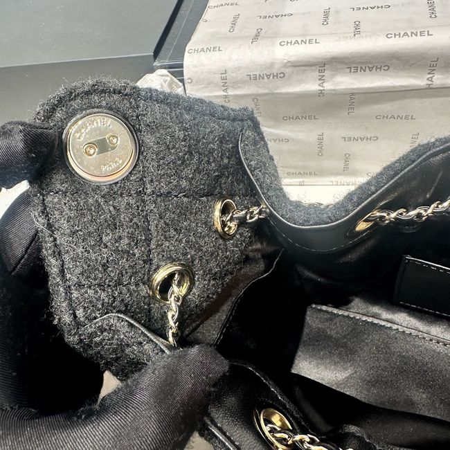 CHANEL 25 Mini Handbag Felt  AS5631 Dark Gray