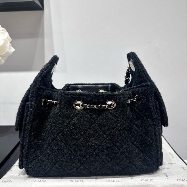 CHANEL 25 Mini Handbag Felt  AS5631 Dark Gray