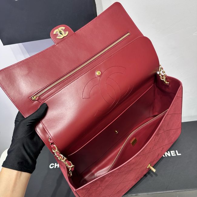 CHANEL Maxi Flapbag Suede Calfskin AS6233 Burgundy