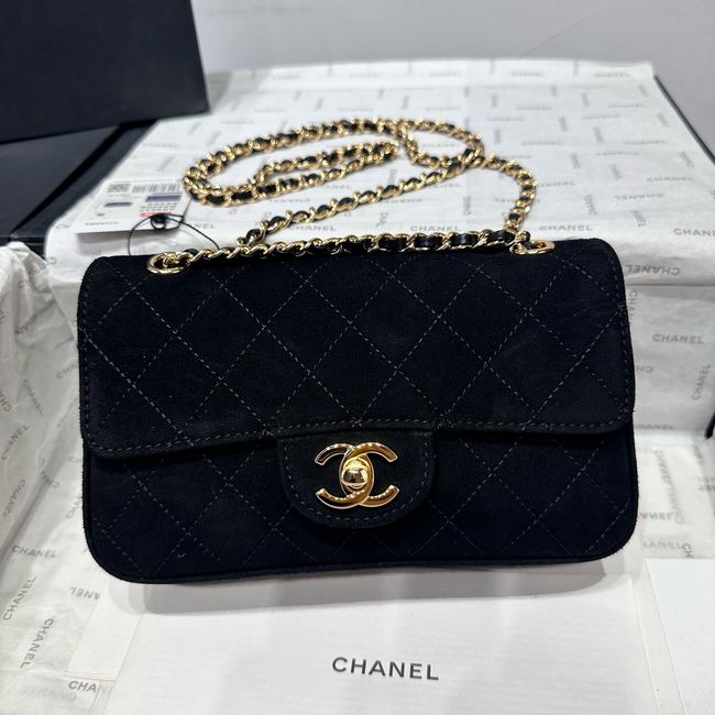 Chanel Mini Flap Bag Suede Calfskin AS6573 black
