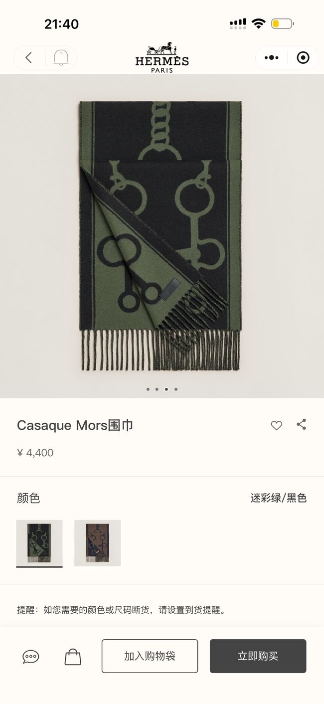 Hermes cashmere scarf H251526-2