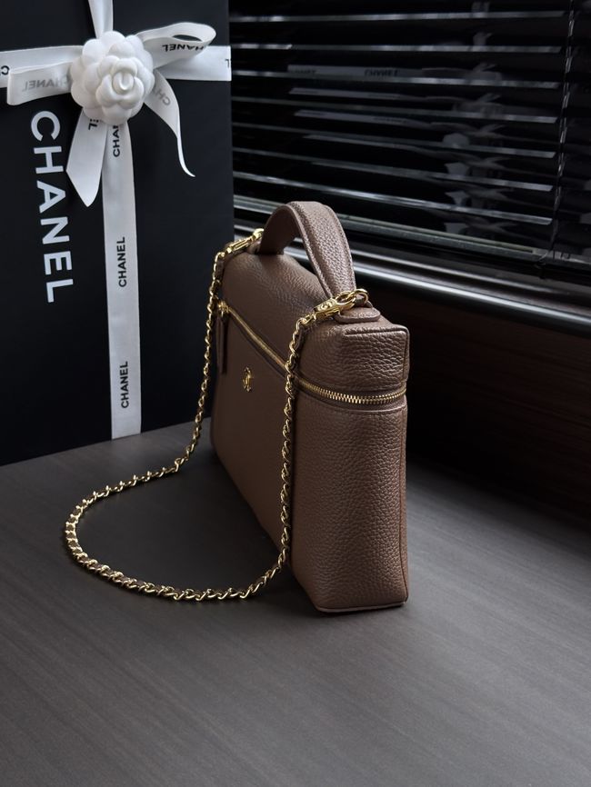 Chanel Large Vanity with chain AS6473 dark brown