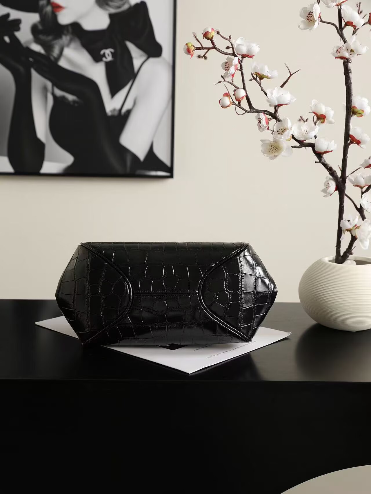 Chanel Clutch With Leather Strap Crocodile Embossed Calfskin & Gold-Tone Metal Black AP5360