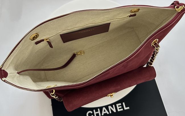 Chanel Shopping Bag Suede AS6483 Burgundy