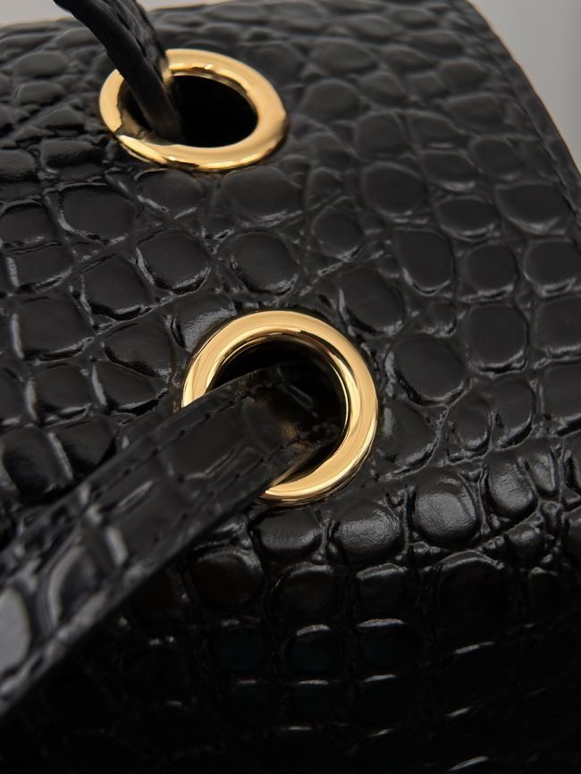 Chanel Crocodile Embossed Maxi Flapbag Calfskin AS6233 Black
