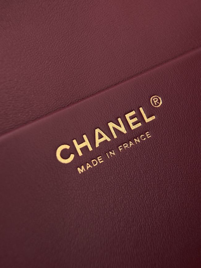 Chanel Crocodile Embossed Maxi Flapbag Calfskin AS6233 Burgundy