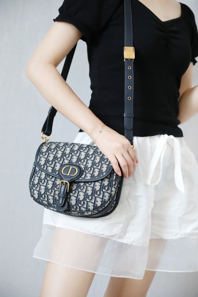 MEDIUM DIOR BOBBY BAG Warm Taupe Box Embroidery M2170 dark blue