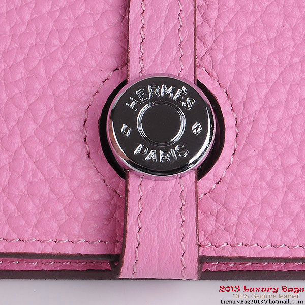 Hermes Dogon Wallet Clemence Leather Travel Case H001 Pink