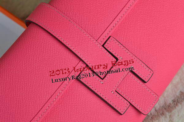 Hermes Jige Clutch Bag Calfskin Leather Light Red