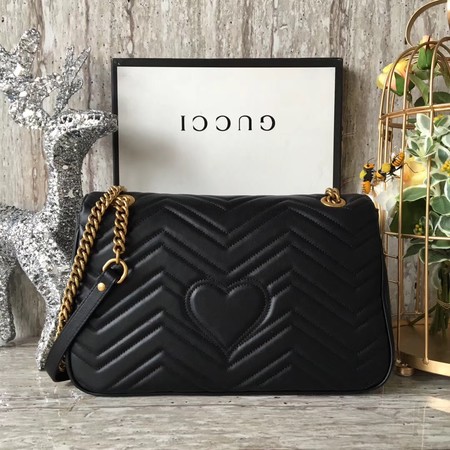 Gucci GG Marmont Matelasse Shoulder Bag 443496 Black