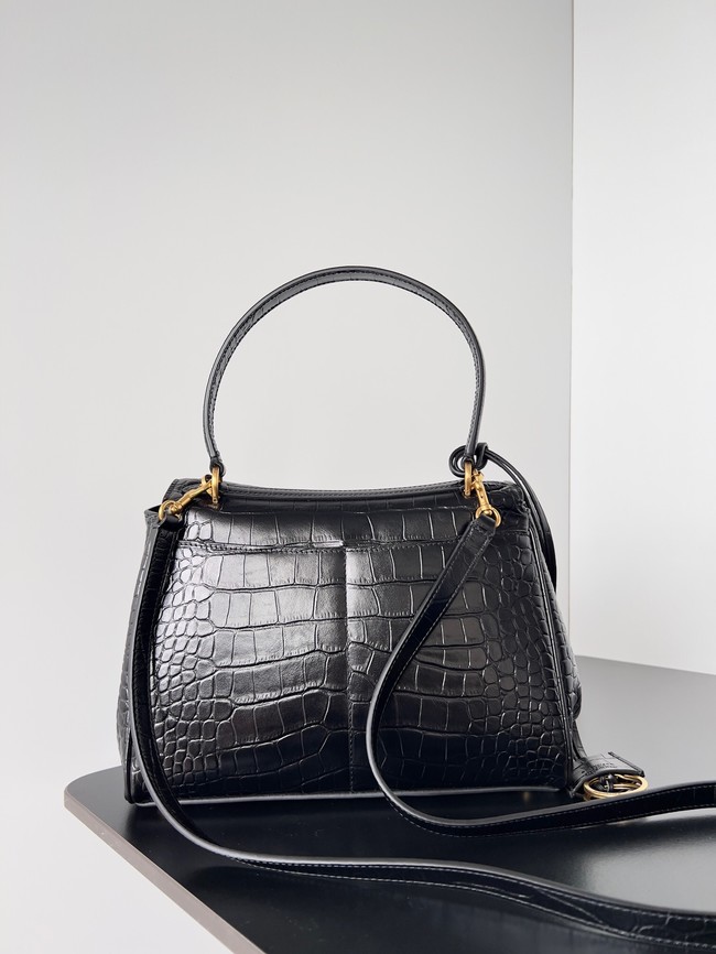 Balenciaga Rodeo Handbag crocodile skin 795457 black&gold