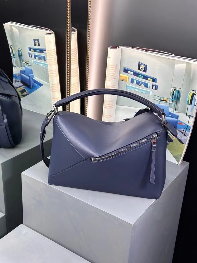 Loewe Large grainy cowhide leather Puzzle bag 242488 dark blue
