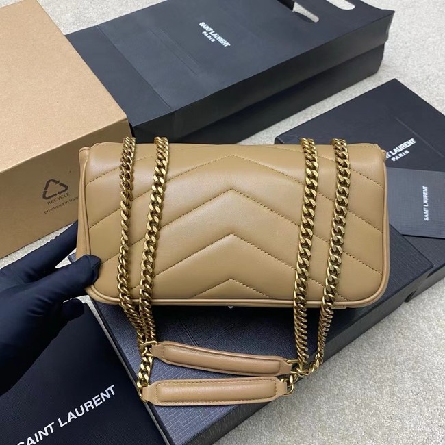 SAINT LAURENT LOULOU SMALL IN MATELASSE LAMBSKIN 801437 NATURAL TAN