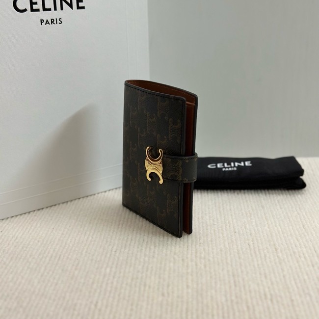 Celine MEDIUM STRAP WALLET NINO IN TRIOMPHE CANVAS AND LAMBSKIN 10M912 TAN
