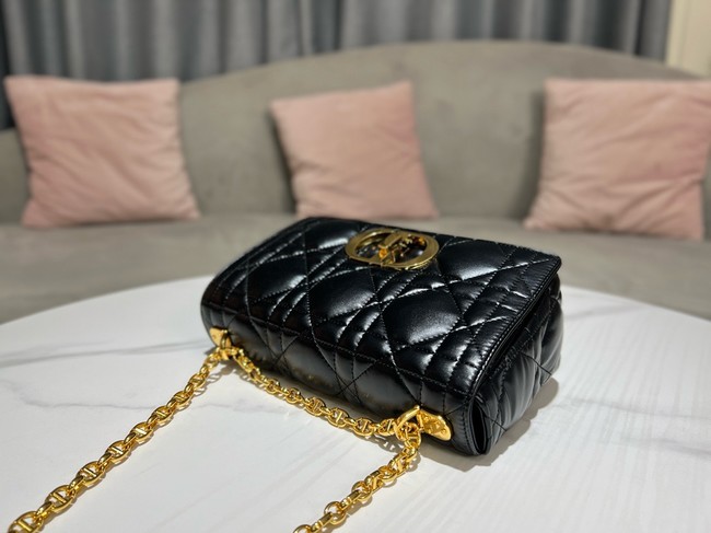 Dior Medium Soft Dior Caro Bag Macrocannage Lambskin M9253UHPA Black