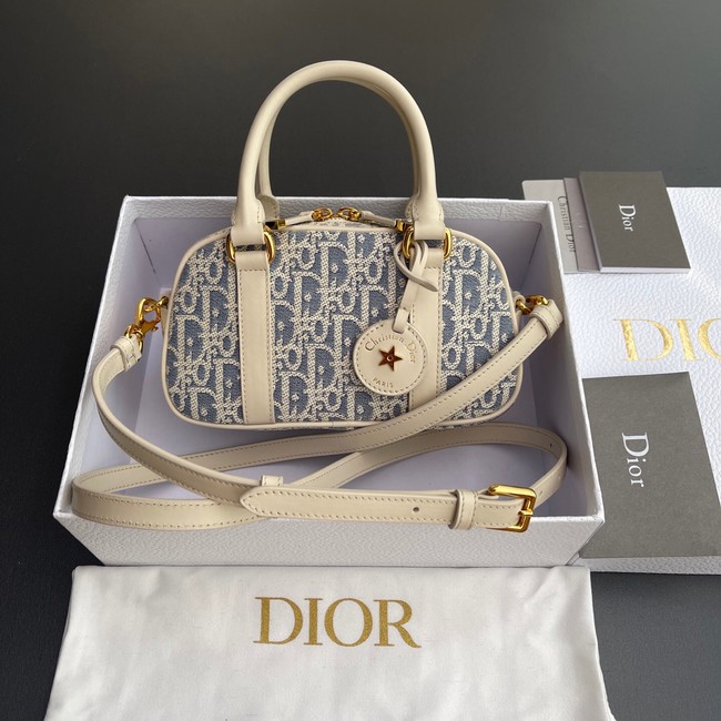 D-Vibe East-West Nano Bag Dior Oblique Jacquard S2388UTZQ Light Biscuit Smooth Calfskin