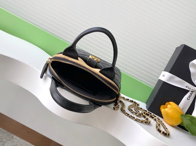 Chanel MINI TOTE BAG Suede Calfskin AS4742 black&brown