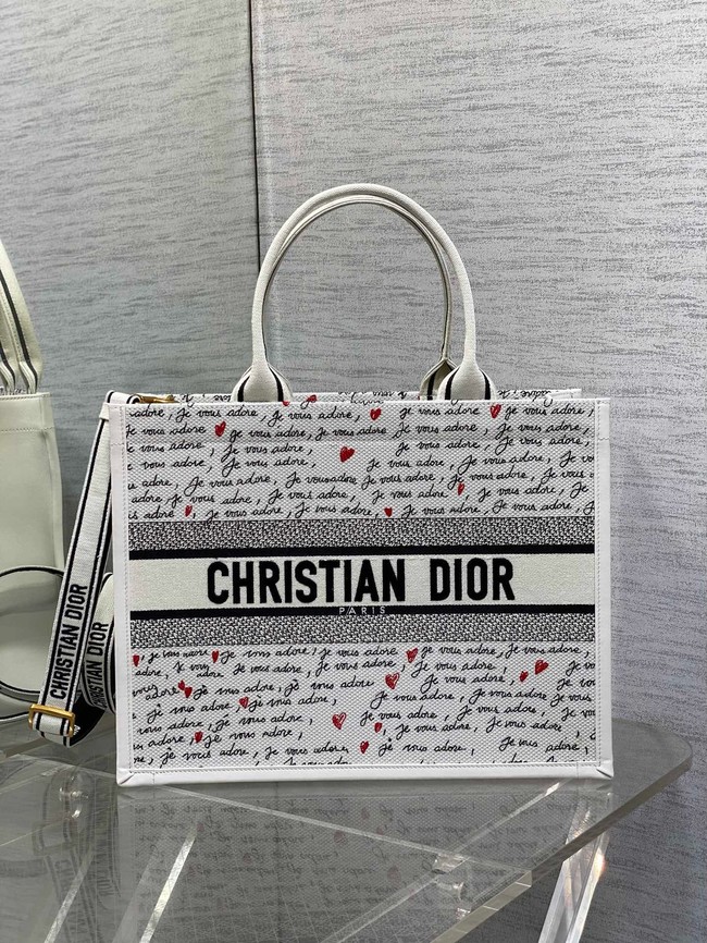 Medium Dior Book Tote Dior Oblique Embroidery and Calfskin M1324CZ-1