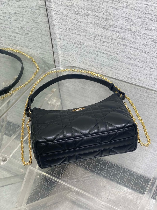 Miss Caro Diorling Mini Bag with Chain Black Macrocannage Lambskin S5253U