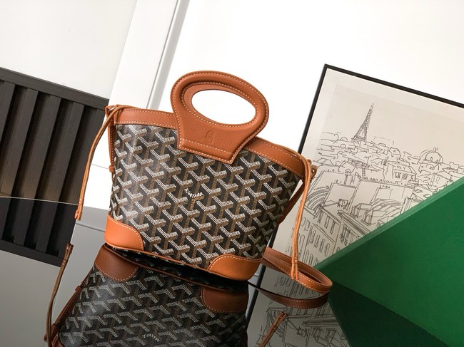 Goyard Calfskin Leather Tote Bag PM 00249 black&brown