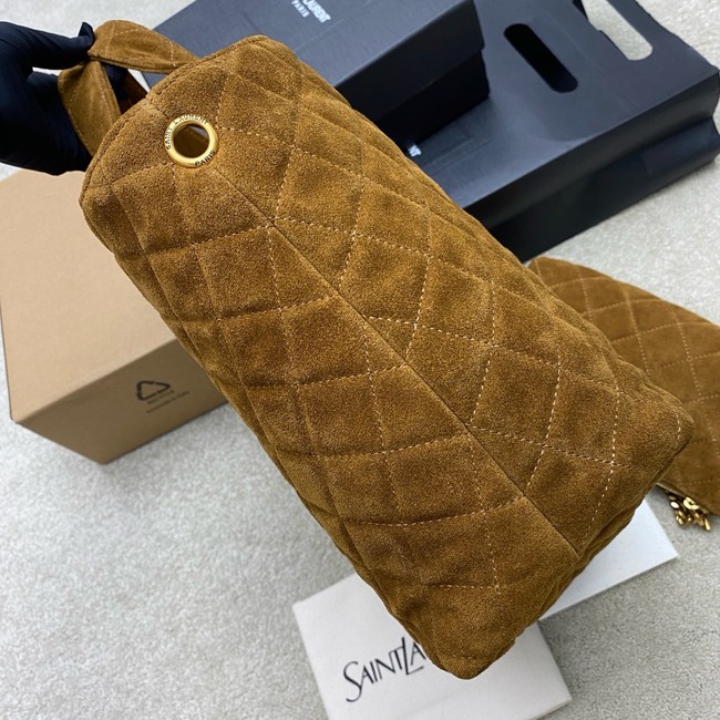 Yves Saint Laurent ICARE Medium in quilted suede 858191 CARAMEL COGNAC