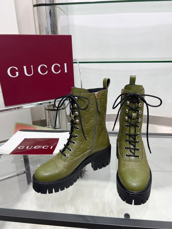 Gucci Womens lace-up ankle boot with GG 840739-2