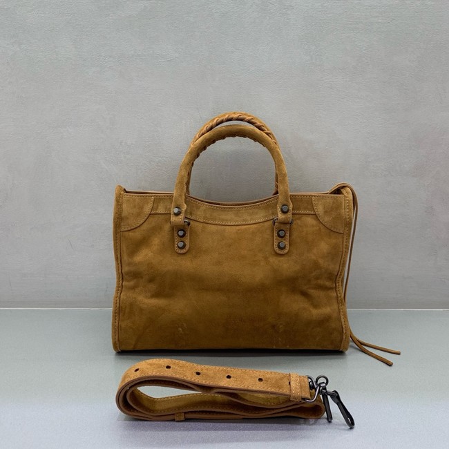 Balenciaga Le City small suede tote bag 230582 camel