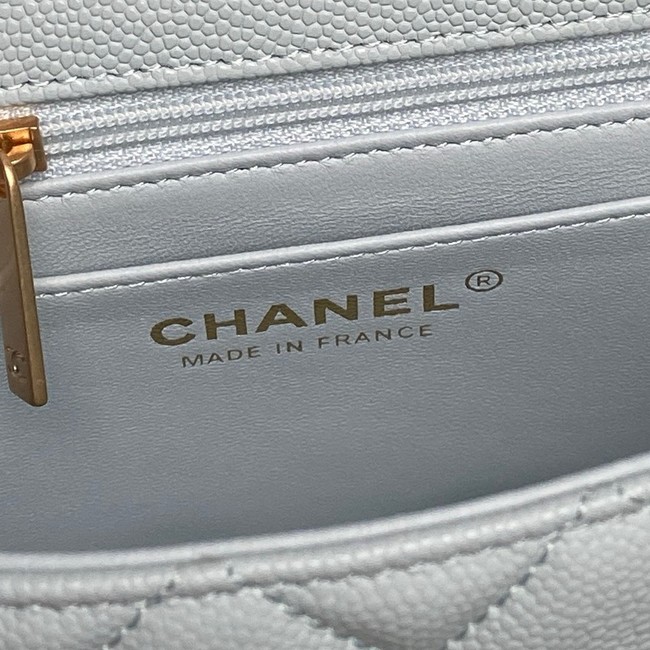 CHANEL Clutch With Chain AS2701 light blue&gold Metal