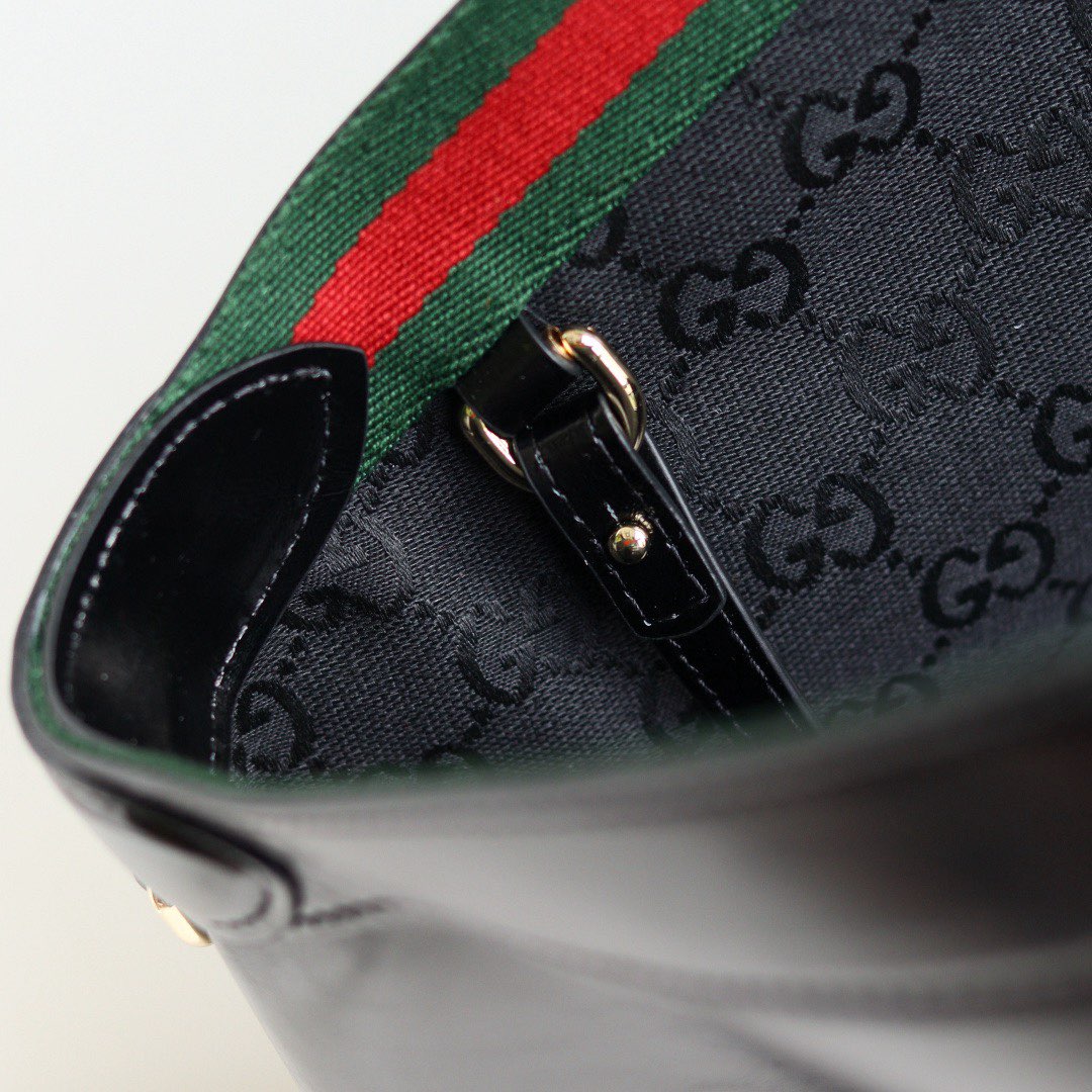 Gucci Giglio Original Oiled Leather large tote GG bag 853971 Black