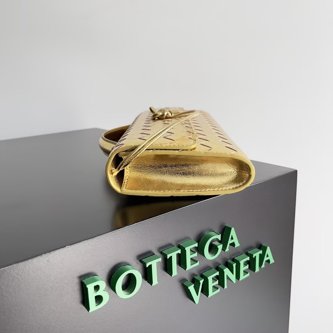 Bottega Veneta Original Leather Long Clutch Andiamo With Handle 741511 Gold 