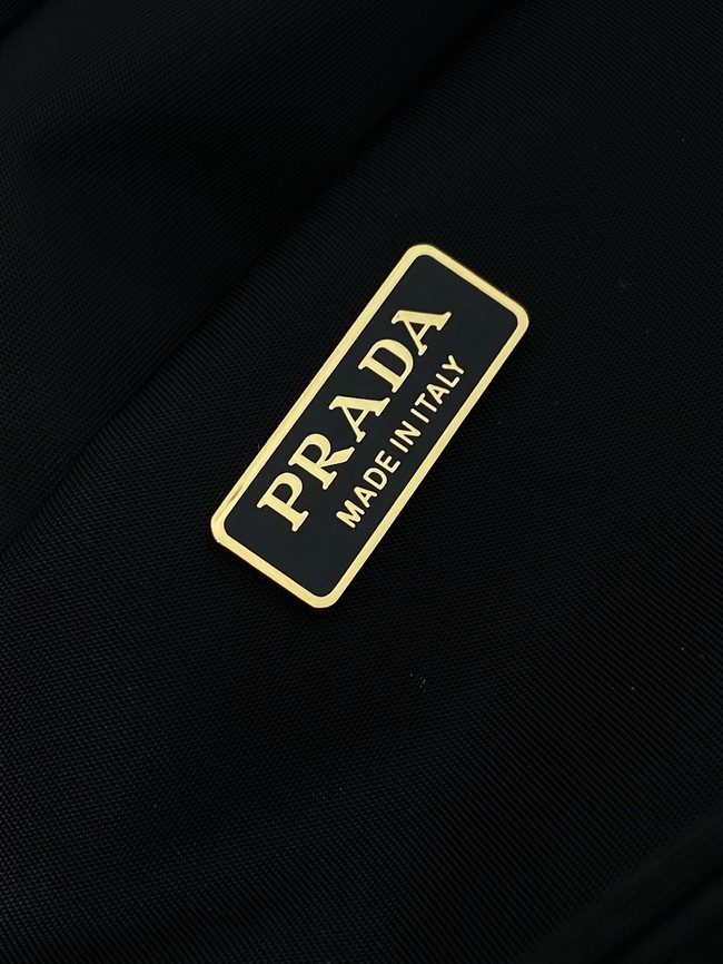 Prada Route medium leather tote bag Re-Nylon 1BD394 black