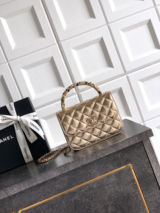 Chanel Mini Flap Bag with Top Handle AS5984 gold