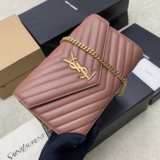 SAINT LAURENT WOC Classic Monogramme Flap Bag 360452 dark pink
