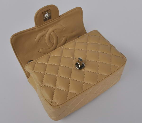 Cheap Chanel Classic mini Flap Bag 1115 Apricot Sheepskin Silver Hardware