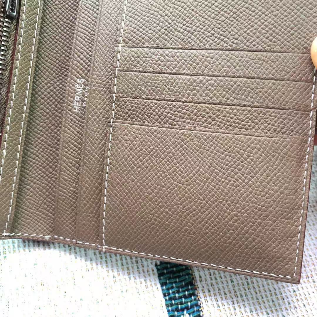 Hermes Bastia Epsom card case H2239 Gray 